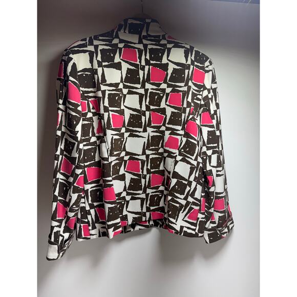N Touch Blazer Size 12 Style 88OD Pink Brown Geometric Pattern Funky Glam - Picture 5 of 9
